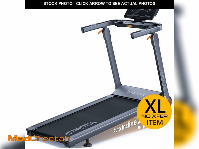 Lot 74-12822701 - Foldable Treadmill with Auto Incline - Vitalwalk Commercial 48"x18" Wide Running Belt, 20% / 15% Inc...