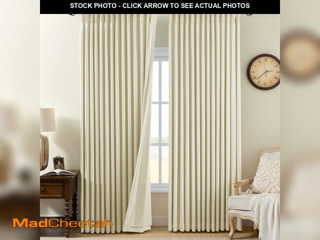 Lot 74-14473223 - AUSSPVOCT Pinch Pleated 90 Inch Linen Curtains 100% Blackout for Bedroom - UNUSED