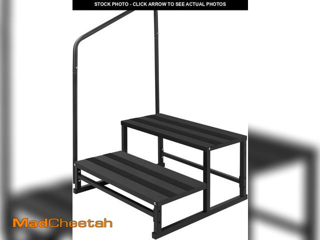 Lot 74-12508762 - RV Steps with Handrail for Both Sides, 2 Step Stool with Handle for Elderly w/Wide Platform &amp; An...