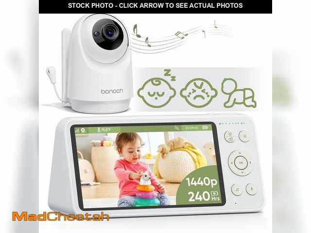Lot 74-12710110 - bonoch 1440p Baby Monitor with Camera and Audio, Smart No WiFi Baby Camera, 5.5" Video Monitor, AI C...