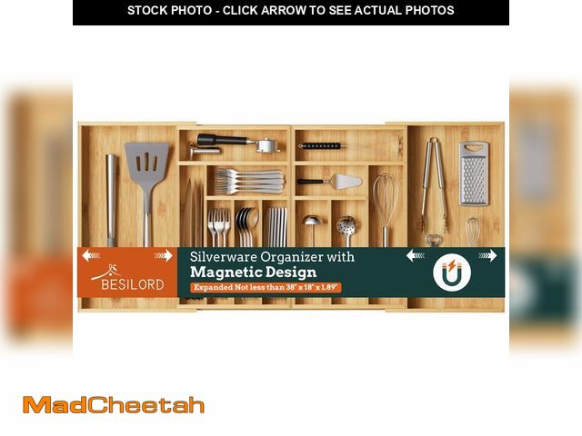 Lot 74-14302170 - Silverware Organizer Large, Magnetic Connected Expandable 13 Slots Silverware Drawer Organizer From ...