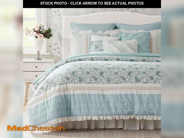 Lot 74-13331603 - Madison Park Dawn 100% Cotton Shabby Chic Comforter Set-Modern Cottage Design All Season Down Altern...