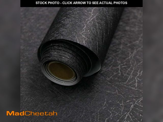 Lot 74-13844323 - Abyssaly 23.6" x 118" Black Silk Wallpaper Peel and Stick Embossed Self Adhesive Black Contact Paper...