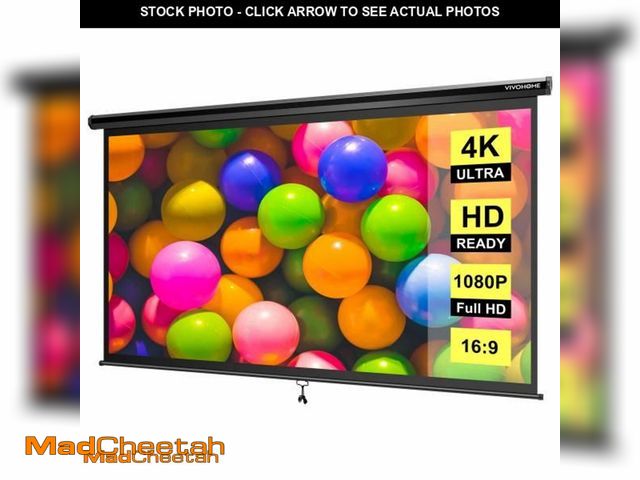 Lot 74-12081404 - (MISSING HARDWARE)VIVOHOME Projector Screen Pull Down, 16:9 100 Inch Retractable Projection Screen, ...
