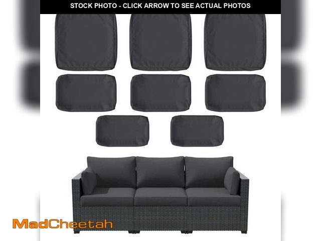 Lot 74-12558448  - Kimunuk 8-Piece 25.6 in. Outdoor Replacement Lounge Cushion Covers Grey - UNUSED