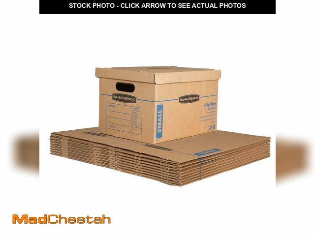 Lot 74-13803124 - Bankers Box Small Classic Moving Box, 10-Pack, Reinforced Handles, Tape-Free Assembly, 15 x 12 x 10 ...