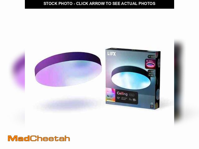 Lot 74-12557557 - LIFX 15 in. Matte Black Indoor Selectable LED Flush Mount Multi-Color Smart WiFi Ceiling Light Works...