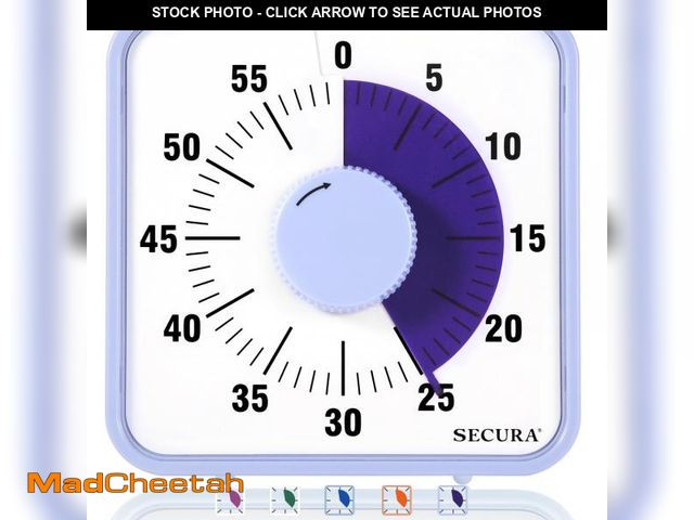 Lot 74-12442053 - Secura 7.5 Inch Visual Timer, 60 Minute Oversize Visual Countdown Timer for Kids and Adults, Durable...
