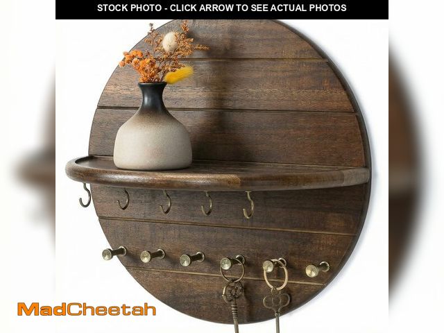 Lot 74-14271669 - Rebee Vision Acacia Wood Decorative Key Holder Wall Mount for Home Decor- Farmhouse Round Key Holder...
