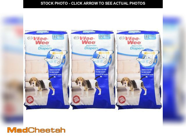 Lot 74-12431384 - (3 Pack) Wee-Wee Products Disposable Dog Diapers (Medium / 12 ct. Per Pack) - UNUSED