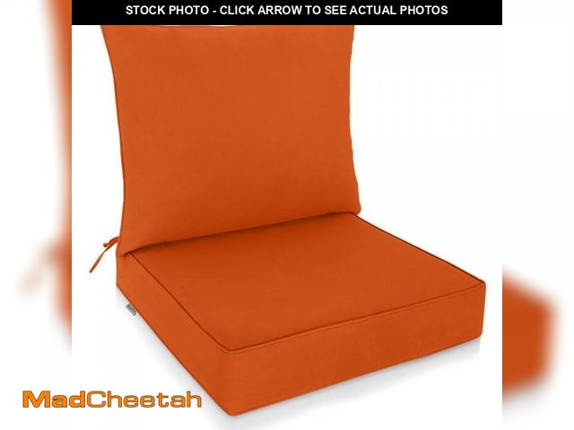 Lot 74-12508417 - (COVERS ONLY) Greendale Home Fashions Outdoor Sunbrella Deep Seat Chair Cushion Cover Set, Orange - ...