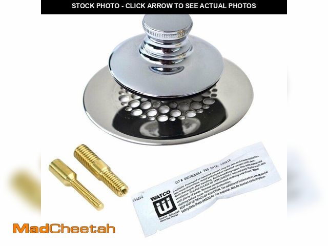 Lot 74-12979605 - Watco Universal NuFit Push Pull Bathtub Stopper with Grid Strainer and Silicone, Two Pins in Chrome ...