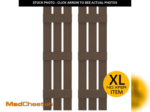 Lot 74-12693301 - Builders Edge 12 in. W x 67 in. H Vinyl Board and Batten Shutters Pair in French Roast - UNUSED