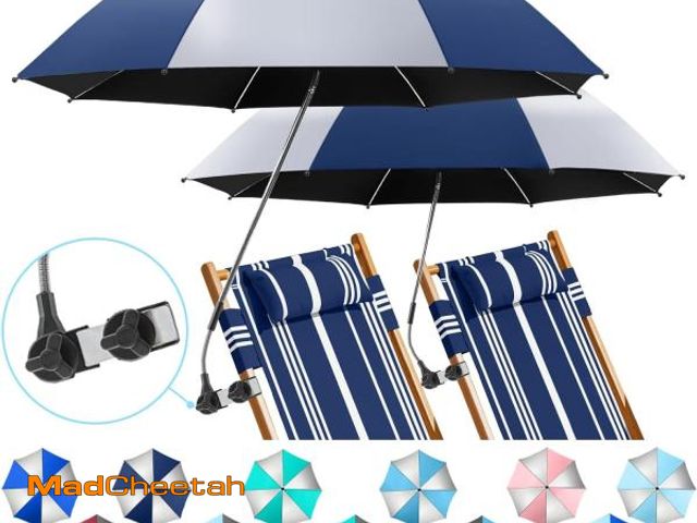 Lot 74-12044137 - NBtoUS 2 Pack Chair Beach Umbrella with 360 Universal Clamp, UPF50+ Umbrella Outdoor Patio Sun Prote...