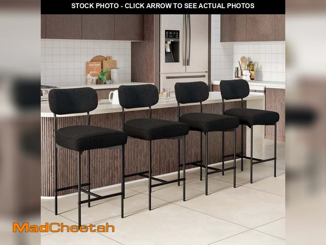 Lot 74-12634714 - Hommpa Bar Stools Set of 4 with Back &amp; Footrest 26" Counter Height Barstools Boucle Bar Chairs M...