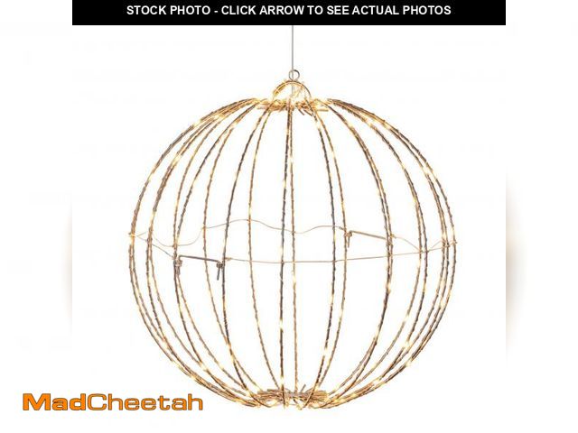 Lot 74-12151044 - Alpine Corporation 16" H Indoor/Outdoor Foldable Metal Hanging Ornament with Warm White LED Lights, ...