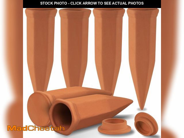 Lot 74-14385262 - Soilagua Large Terracotta Watering Spikes with Lids, Automatic Plant Waterer Outdoor | Indoor, Vacat...