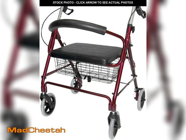 Lot 74-12510074 - DMI Lightweight Rollator Walker With Seat &amp; Padded Backrest, FSA HSA, 32"-36" Adjustable Height ...