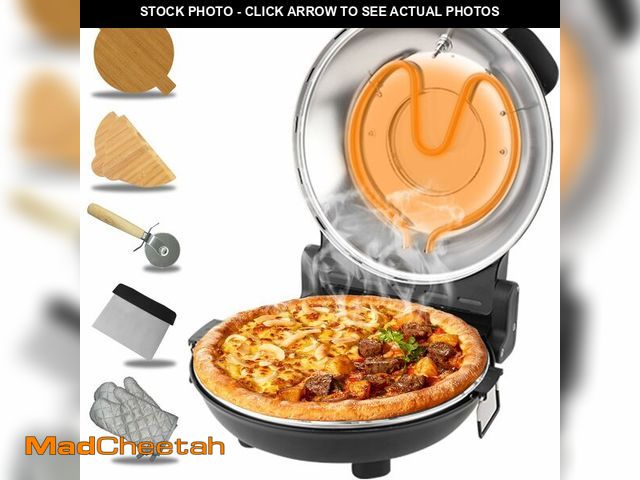 Lot 74-12602347 - ECUMFFY Pizza Oven Indoor, 12 Inch Retro Pizza Maker, Rapid Heating 800ÃÅ¡F, 1200W Glazed Ceramic S...