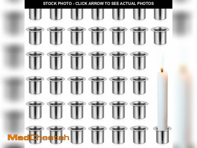 Lot 74-12977841 - Sliner 150 Pcs Hanukkah Metal Candle Holders Aluminum Candle Holders Bulk Metal, 0.59 x 0.46 Inch Ca...
