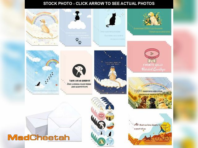 Lot 74-13539065 - 150 Pcs Pet Sympathy Cards with Envelopes and Stickers,10 designs 6 x 8 inch for Loss of Pet Dog and...