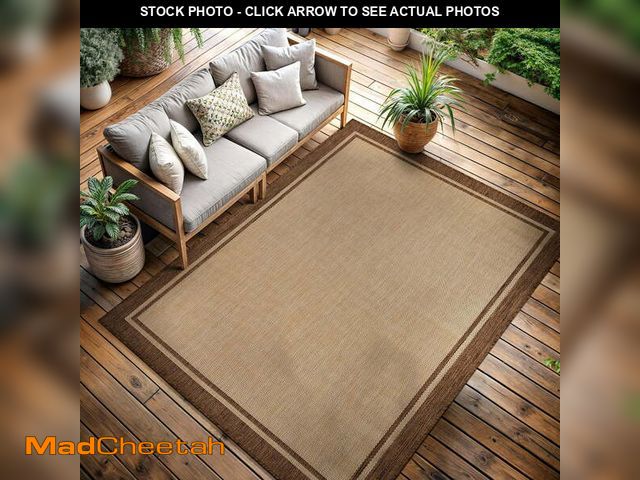 Lot 74-14608171 - CAMILSON Summer Bordered, Washable Outdoor Indoor Area Rug, Camel, 5x7 - USED