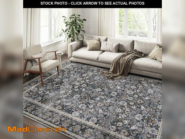 Lot 74-12667272 - BERTHMEER 9'x12' Large Black Area Rugs Vintage Oriental Traditional Rugs for Living Room Bedroom Din...