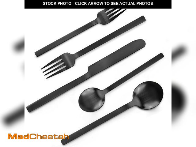 Lot 74-14212072 - OPOLIA Matte Black Silverware Set,30 Piece Premium Stainless Steel Utensils Sets,Black Flatware Set ...