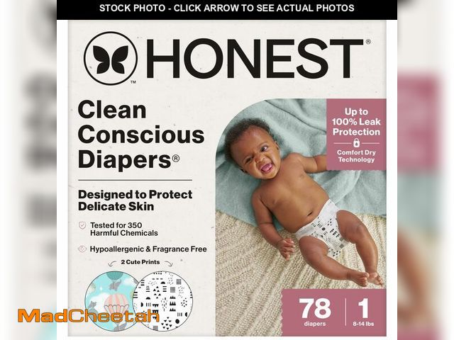 Lot 74-14432647 - The Honest Company Daytime Diapers, Pattern Play, Size 1, 78 Count - UNUSED