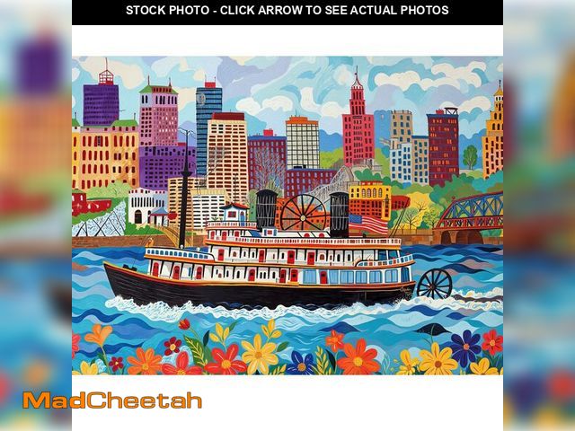 Lot 74-12699712 - Cross &amp; Glory - Queen City Paddle Wheel Adventure - 1000 Piece Jigsaw Puzzle for Adults | Histor...