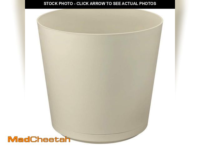 Lot 74-12746831 - Vigoro Kyra Large Cottage Stone Plastic Round Planter with Attached Saucer (16 in. L x 16 in. W x 14...