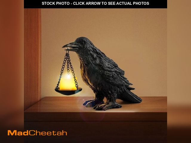 Lot 74-12972669 - Gothic Home Decor Fake Crow Light Holder Halloween Decorations Indoor Raven Lamp Tealight Candle Hol...