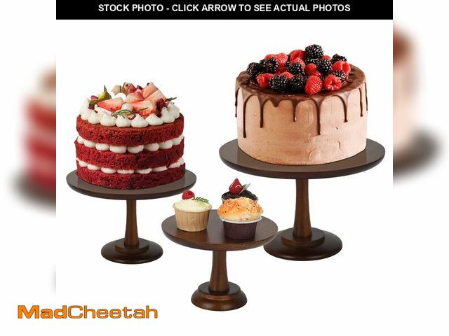 Lot 74-14152484 - Rustic Cake Stand, 3 Sets Wood Cake Stand Set Wooden Round Cupcake Stand for Wedding Birthday Party ...