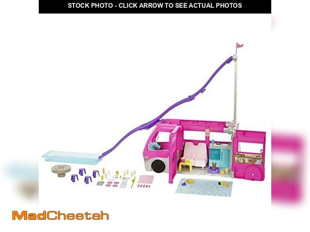 Lot 74-12632808 - Barbie Camper, Doll Playset with 60 Accessories, 30-Inch-Slide and 7 Play Areas, Dream Camper - UNUS...
