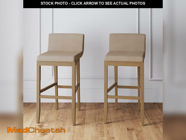 Lot 74-14067477 - Nathan James Gracie Modern Bar Stool with Back, Cushioned Bar Height Stool with Natural Flax Upholst...