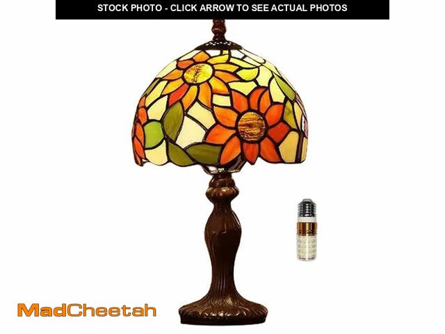 Lot 74-12718168 - tuomoxte Tiffany Table Lamp,3 Color-Temperature Sunflower Stained Glass Lamp,8X8X15 Inch Small Accen...