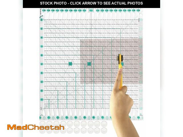 Lot 74-13629279 - Quilting Ruler for Precise Fabric Cutting 11.5" x 10.5" Quilt Rulers Quilting Sewing Tools Slotted R...