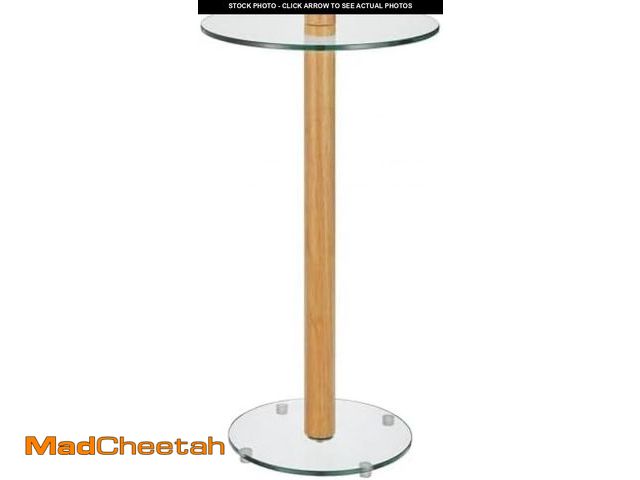 Lot 74-12522203 - mDesign Glass Top Side/End Drink Table - Tall Modern Round Accent Wood Nightstand Furniture for Livi...