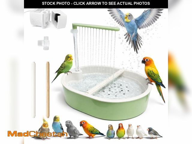 Lot 74-14298236 - Indoor Bird Bath Fountain, Dual Rainfall Parrot Shower with Anti-Clog Pump &amp; Filter Sponge, Adju...