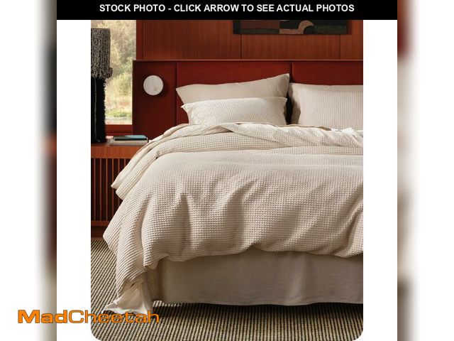 Lot 74-12709764 - Bedsure Cotton Duvet Cover King - 100% Cotton Waffle Weave Beige Duvet Cover King Size, GentleSoftÃ¢...