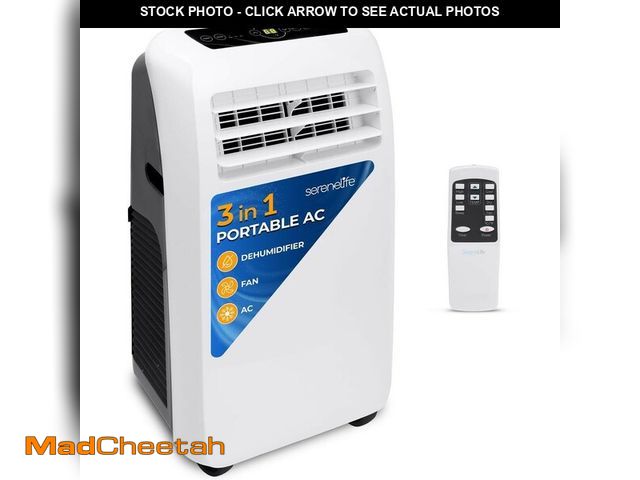 Lot 74-12569991 - SereneLife Portable Air Conditioner + Dehumidifier With Window Kit, Remote - UNUSED