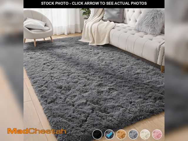 Lot 74-12512453 - Nefoso Shag Area Rug, 5ft x 8ft Soft Fluffy Area Rugs for Living Room Bedroom Decor Carpet, Dark Gra...