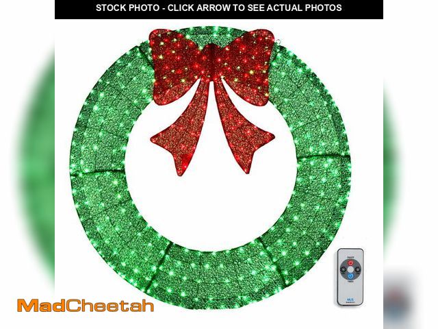 Lot 74-13061003 - Ktaxon 48in Christmas Wreath Christmas Decoration Lighted Holiday Decor 315 Lights LED - Green - UNU...