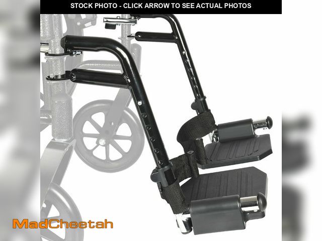 Lot 74-14154216 - Universal Wheelchair Footrest Replacement - Adjustable Composite Footboard &amp; Heel Loop, Foldable...