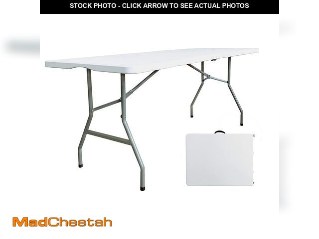Lot 74-13816225 - JingPieCle 6ft Folding Table - Heavy Duty Plastic Portable Picnic Table with Handle, 330lb Capacity,...