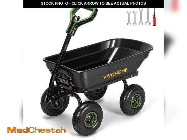 Lot 74-13779484 - VIVOHOME 4 Cu.Ft 660lbs Wheelbarrow Garden Cart Dump Wagon with 2-in-1 Convertible Handle Attach to ...
