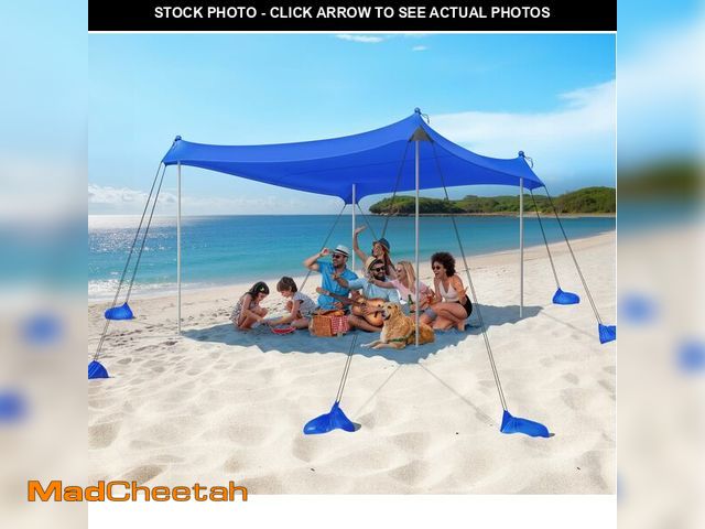 Lot 74-12881268 - Rhino Valley Beach Tent, 10 x 10 FT Beach Shade UPF50+ Protection, Beach Canopy with 8 Sandbags 4 St...