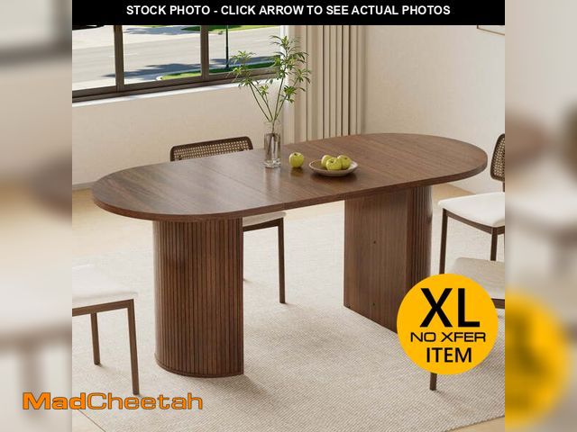 Lot 74-13061083 - Hommpa 71" Dining Table for 6,Modern Oval Kitchen Table With Wood Strip Base,Long Dining Room Tables...
