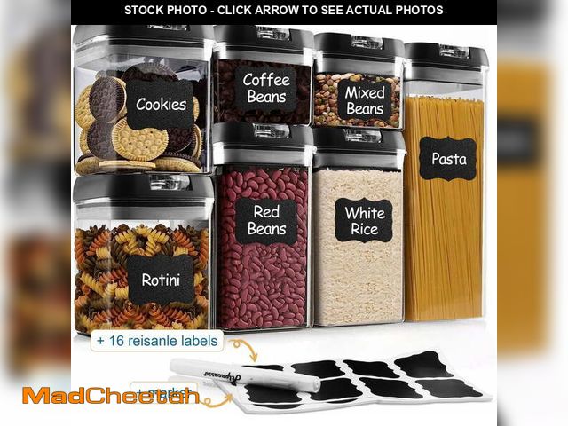 Lot 74-13059663 - Airtight Food Storage Containers With Lids, 7 PCS BPA Free Kitchen Plastic Storage Containers for Dr...