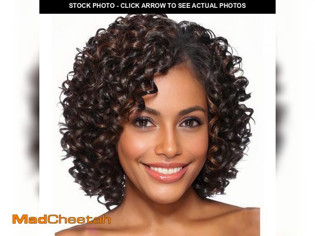 Lot 74-11559135 - XIUFAXIRUSI XIUFAXIRUSI Short Curly Afro Wigs for Black Women Mixed Brown Kinky Curly Bob Wig with S...